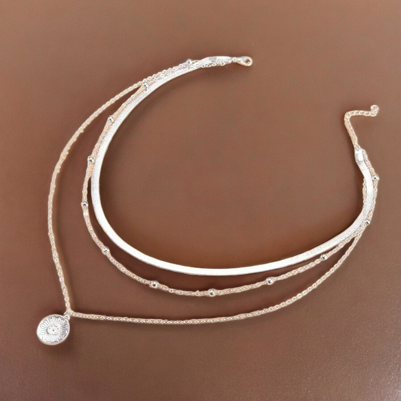 Triple-Layered Sterling Silver Necklace